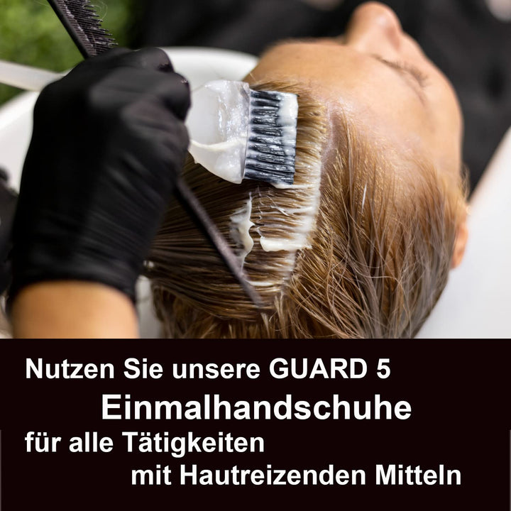 200 Stck - Einweghandschuhe von GUARD 5 - Schwarze Nitril-Handschuhe puderfreie Tätowierhandschuhe K
