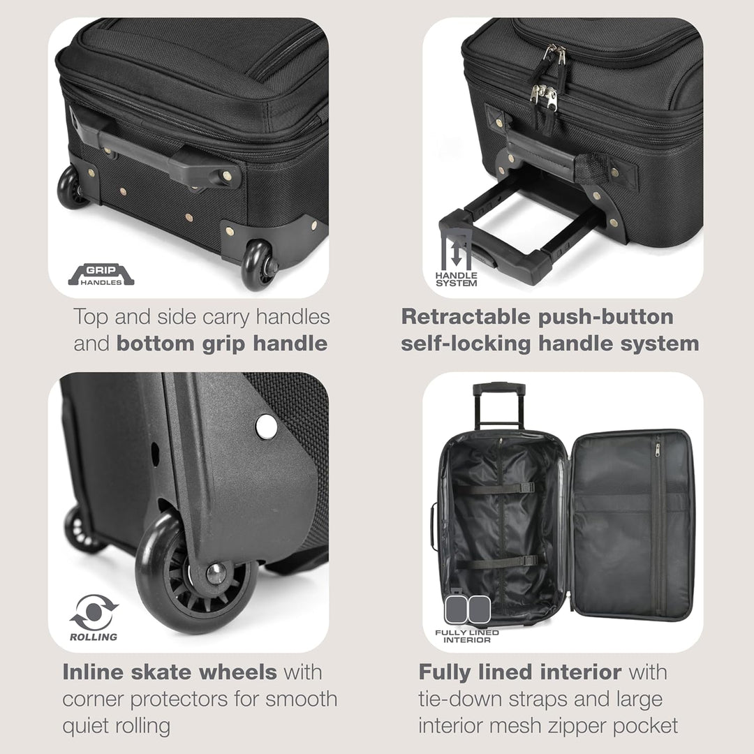 Rio Rugged Fabric Erweiterbares Handgepäck-Set 2 Wheel Schwarz, 2 Wheel Schwarz
