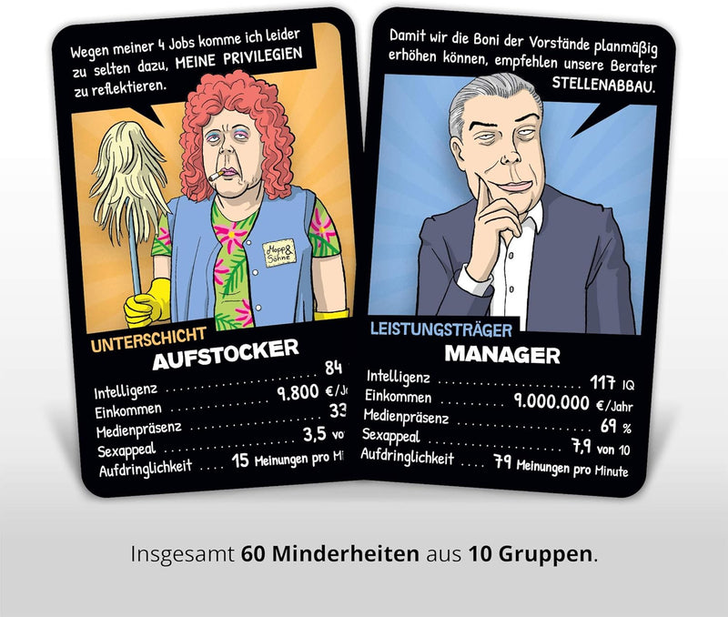 Postillon Games Minderheiten-Quartett, EIN Kartenspiel voller Vorurteile. Der Satire-Klassiker. 100%