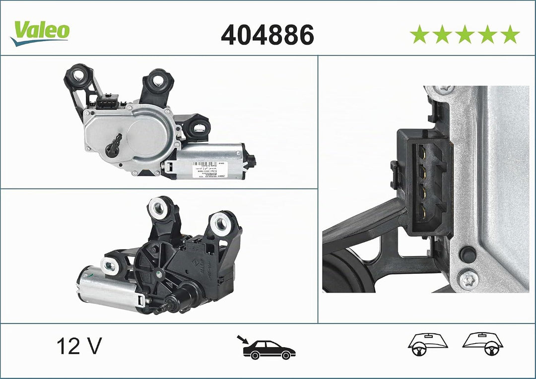 VALEO 404886 Wischermotor VALEO Heckwischermotor 404886 VW SEAT SKODA LEON TOLEDO FABIA BORA BORA BR