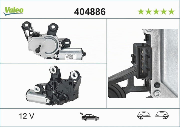 VALEO 404886 Wischermotor VALEO Heckwischermotor 404886 VW SEAT SKODA LEON TOLEDO FABIA BORA BORA BR
