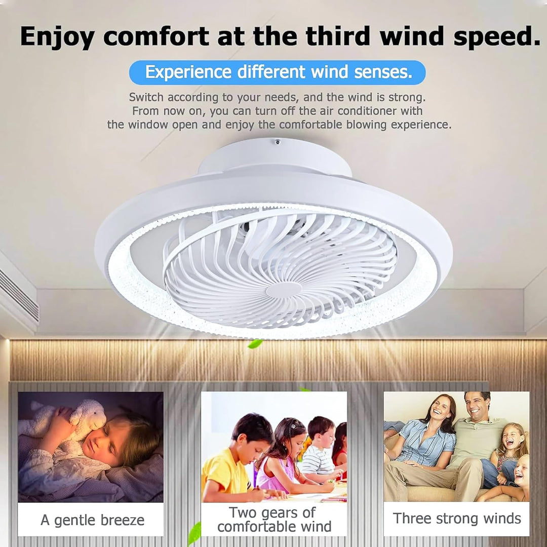 Deckenventilator mit Beleuchtung LED Licht, Dimmbar Invisible Fan Ventilatorlicht, 360° Drehbar, Tim