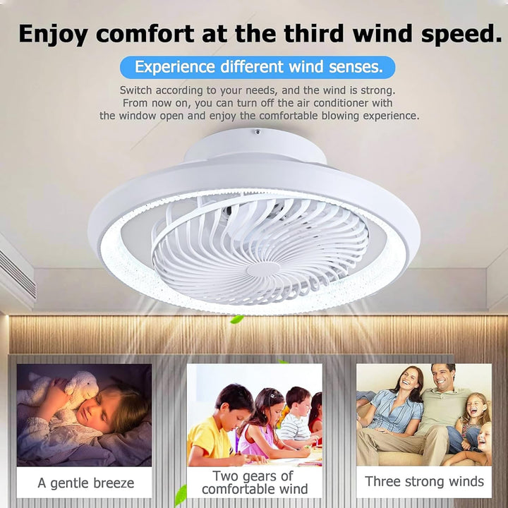 Deckenventilator mit Beleuchtung LED Licht, Dimmbar Invisible Fan Ventilatorlicht, 360° Drehbar, Tim