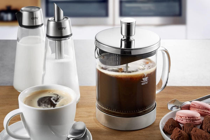 GEFU Kaffeebereiter DIEGO 600 ml | French Press aus Borosilikatglas & Edelstahl | Für 5 Tassen Kaffe