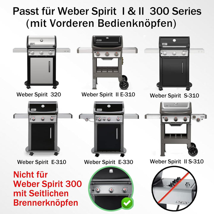 7636 Edelstahl Flavorizer Bars für Weber Spirit 300 Grill, 38,8CM Aromaschienen für Weber Spirit E31