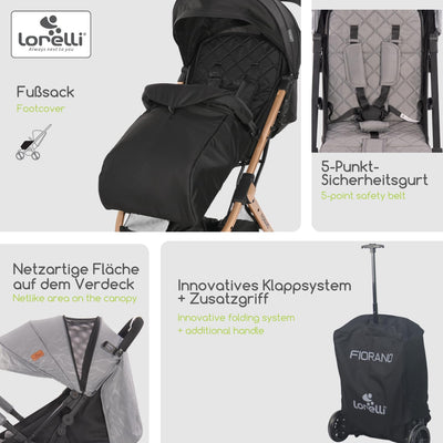 Lorelli Kinderwagen Fiorano, Reisebuggy, Baby Buggy klein zusammenklappbar, leicht, nur 7,5 kg, komp