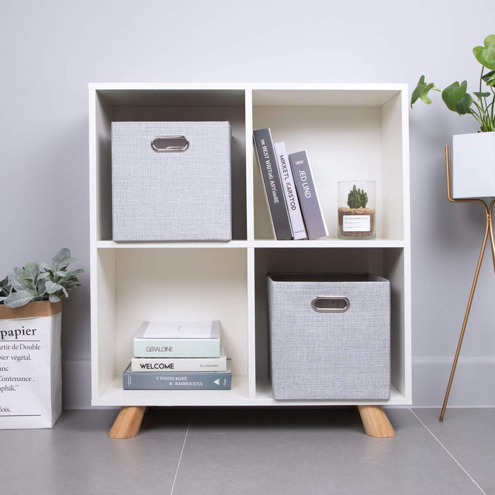 Posprica Faltbarer Aufbewahrungskorb für Schlafzimmer, Schrank, Spielzeug, Wäsche (4, grau) 11×11×11