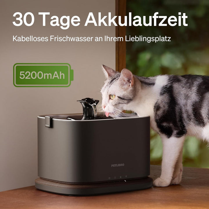 PETLIBRO Upgrade Katzenbrunnen - Kabelloser Trinkbrunnen für Katze mit App-Überwachung, 3L/101oz Doc