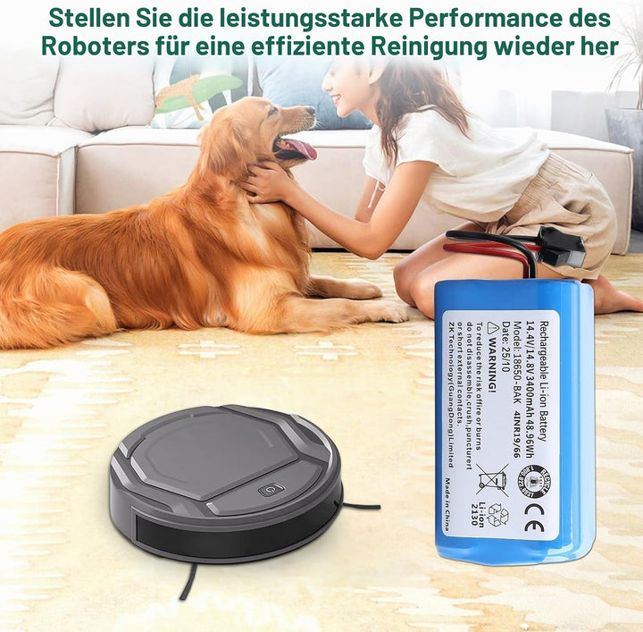14.4V/14.8V 3400mAh Ersatzakku Kompatibel mit Lefant T700/M210P/M1 Venga VG RVC 3000 Robot Vacuum Cl