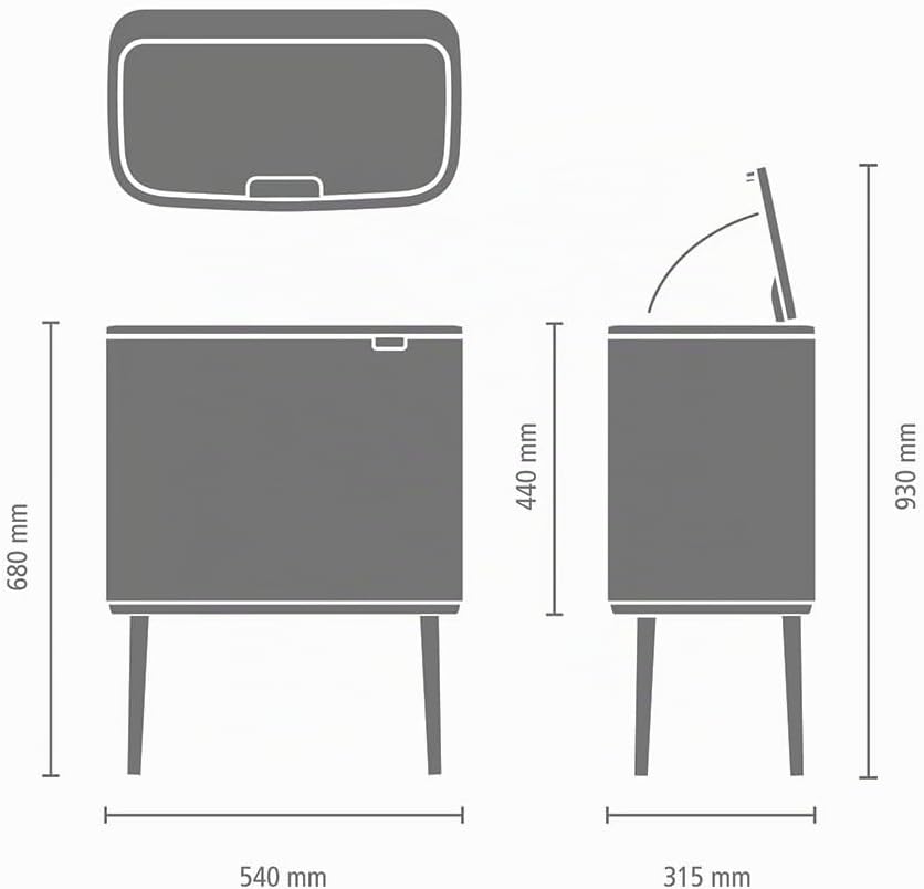Brabantia Bo Touch Mülleimer Recycling, Metallic Gold, 3 x 11L 3 Inneneimer (3 x 11L) Champagne, 3 I