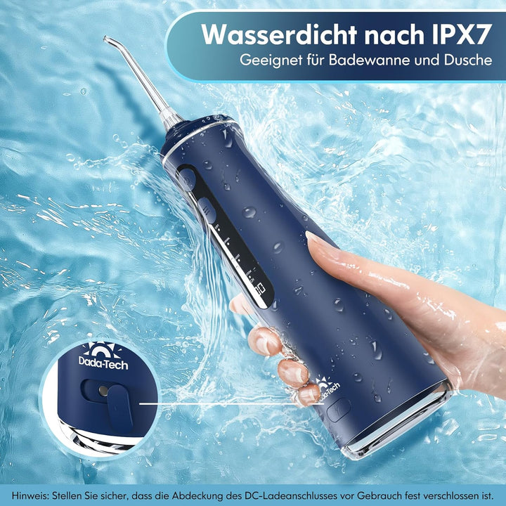 Munddusche Kabellos, Water Flosser for Teeth Mit 4 Modi & 8 Anpassbaren Stufen 7 Düsen 300ML Tank Mu
