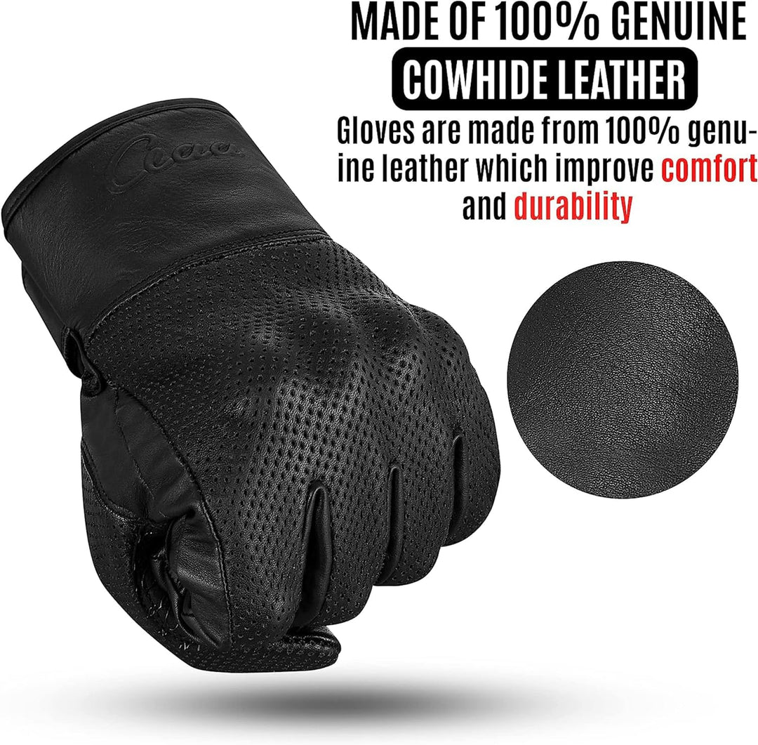 aaasportx Premium Motorrad Handschuhe Herr Leder mit Touchscreen Funktion - Protektoren Motorradhand