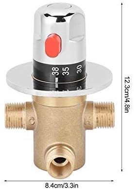 G1/2in Thermostat Messing Mischventil, 3-Wege-Wasserhahn Leichtes Verbrühschutz Messing Temperaturmi