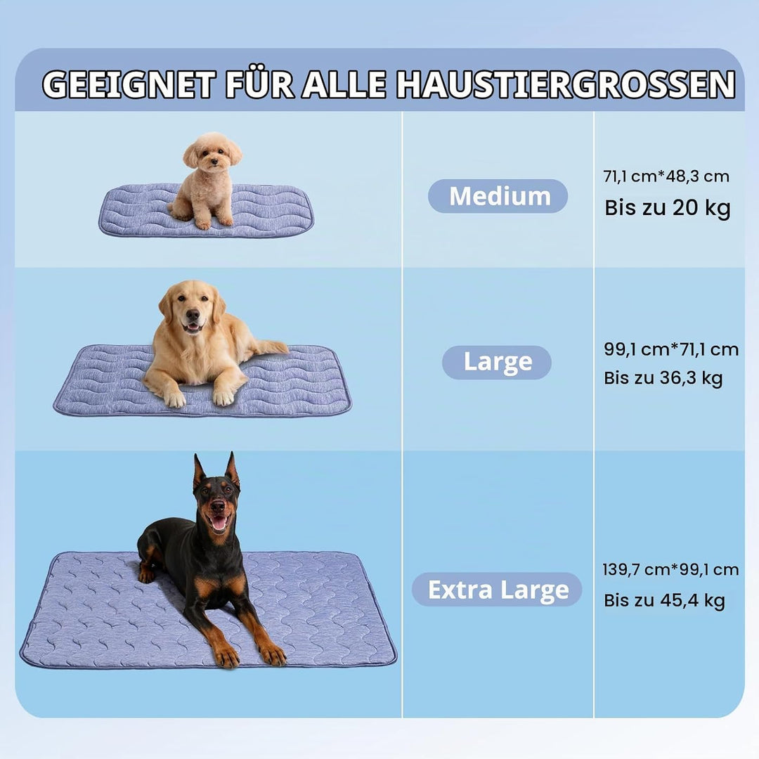 kühlmatte Hunde, doppelseitige Kühlmatte für Haustiere, 100 x 70 cm, Arc-Chill-Kühlfaser &amp; Q-MAX > 0