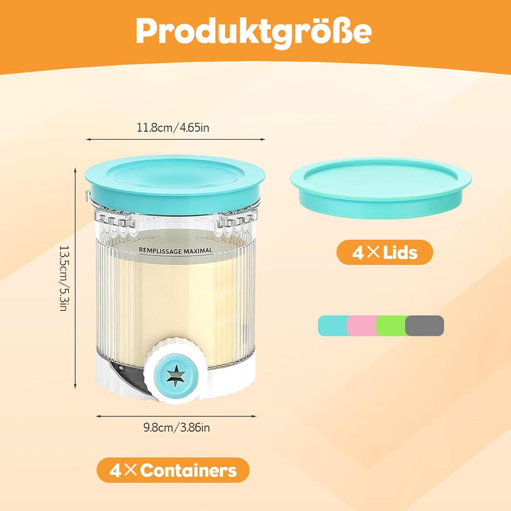 4er Set Eisbehälter mit Deckeln,480 ml,BPA-frei und Spülmaschinenfest,Zubehör Kompatibel mit Ninja S
