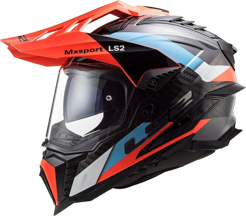 LS2 407016126L Motocross-Helm MX701 C Explorer Frontier, Unisex, Blau/Orange, L