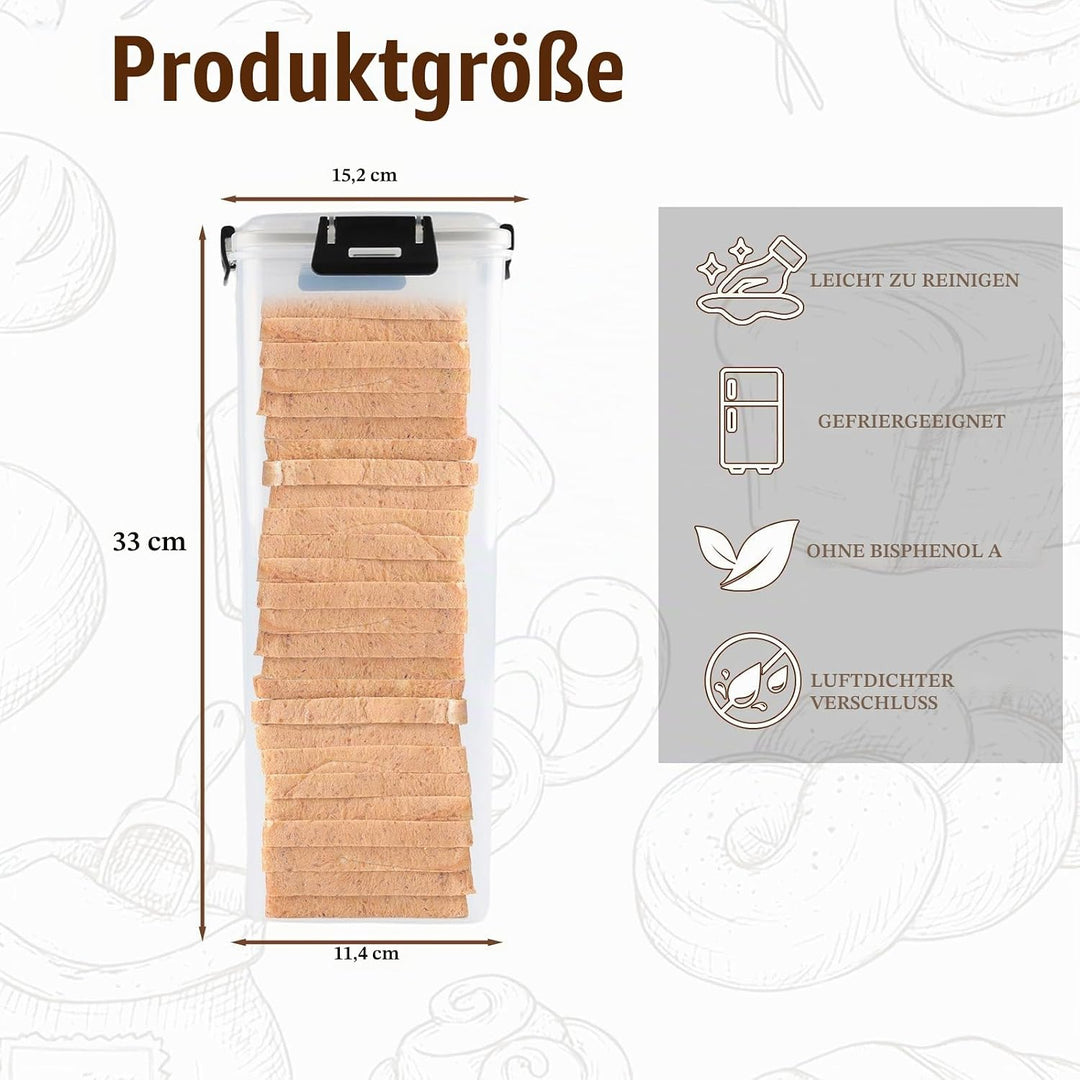Toastbrot Aufbewahrungsbox 4 L aus Kunststoff, mit Klickdeckel | Halbtransparente Wände zeigen Vorra