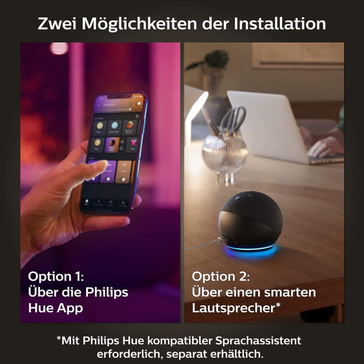 Philips Hue White & Color Ambiance E27 LED Leuchten 4-er Pack, dimmbare LED Lampen für das Hue Licht