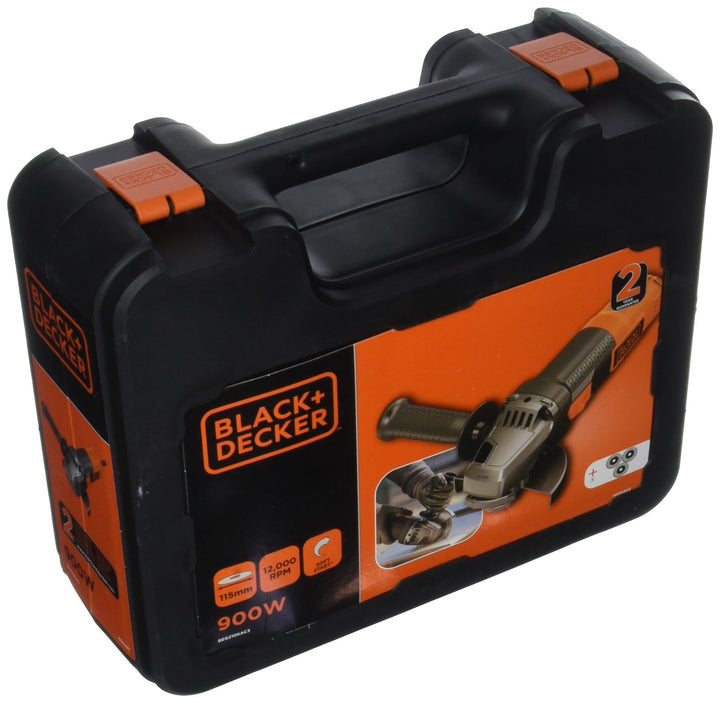 Black+Decker Winkelschleifer, 900 W, mehrfarbig, BEG210KAC3-QS 3 Scheiben, 3 Scheiben