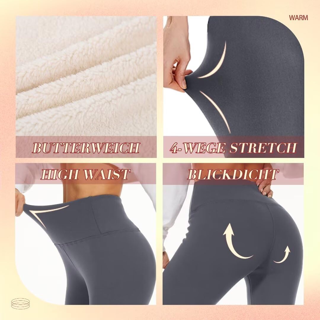 Thermo Leggings Damen Gefüttert Thermoleggings Verdickte Plüsch Thermohose Fleece Leggins Warme im W