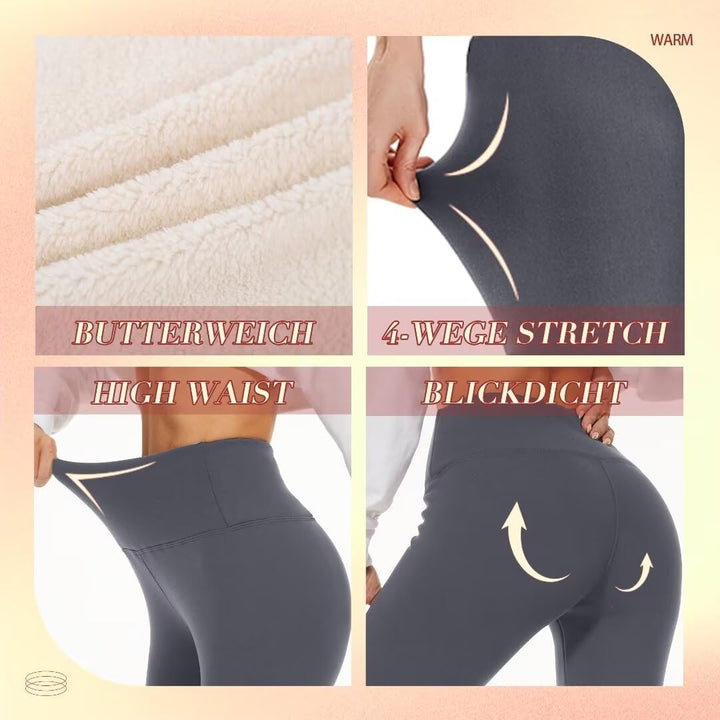 Thermo Leggings Damen Gefüttert Thermoleggings Verdickte Plüsch Thermohose Fleece Leggins Warme im W