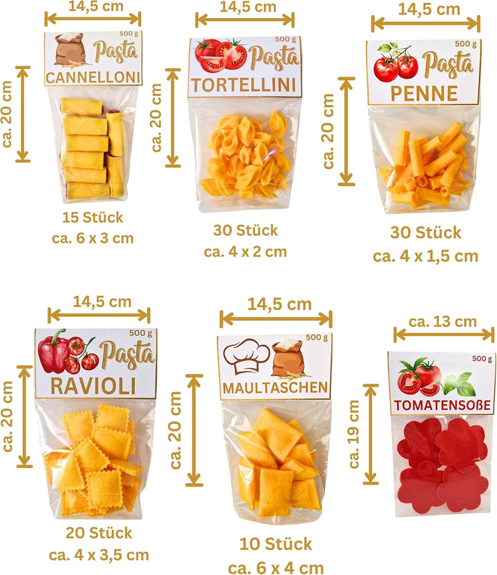 SET Filz Kinderküche Nudeln Handgemacht Filz Pasta Filz Lebensmittel Spielzeug Lebensmittel Zubehör