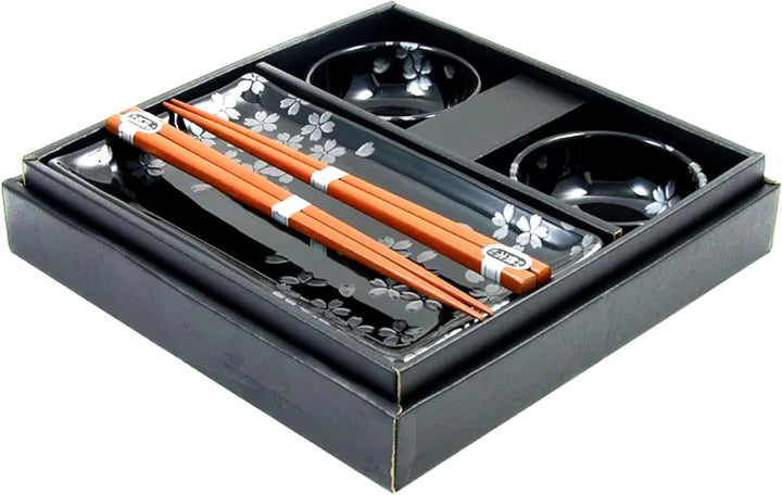 BESTSELLER 2023 - Sushi Set schwarz - Hana Black - 2 Personen - Japanisches Sushi Set - Sushi Geschi
