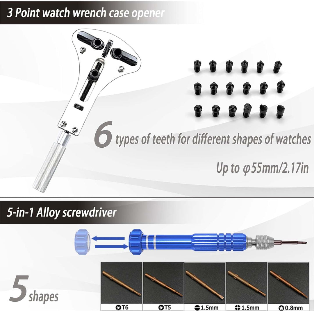 Uhren Reparatur Set, GLDCAPA Professionelles Uhrenbatterie Ersatz Set, Uhrenreparaturwerkzeuge mit T