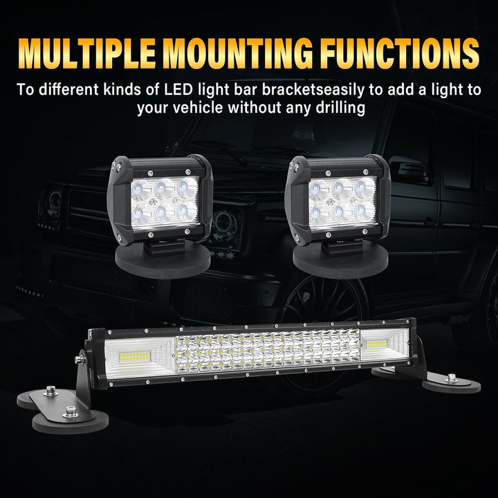 AUXTINGS 2pcs Magnetic Base LED-Lichtleiste Montagehalterungen Leistungsstarker Saugnapfhalter für d