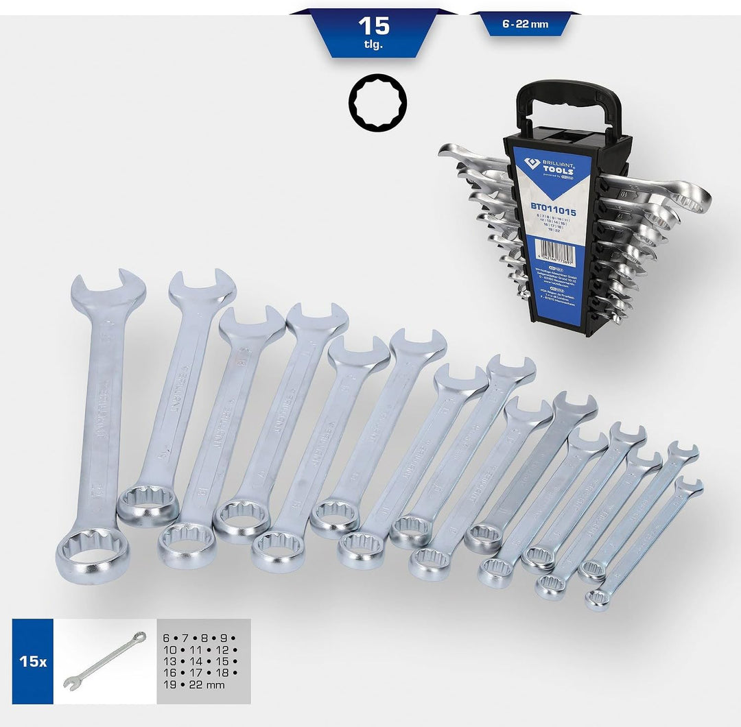 BRILLIANT TOOLS BT011015 Ring-Maulschlüssel-Satz, 15-tlg [Powered by KS TOOLS] 15-tlg., 15-tlg.