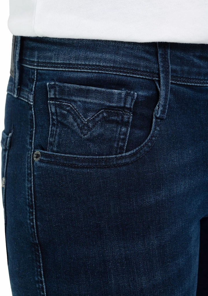 Replay Herren Jeans Anbass Slim-Fit mit Power Stretch 27W / 30L Dark Blue 007-1, 27W / 30L Dark Blue