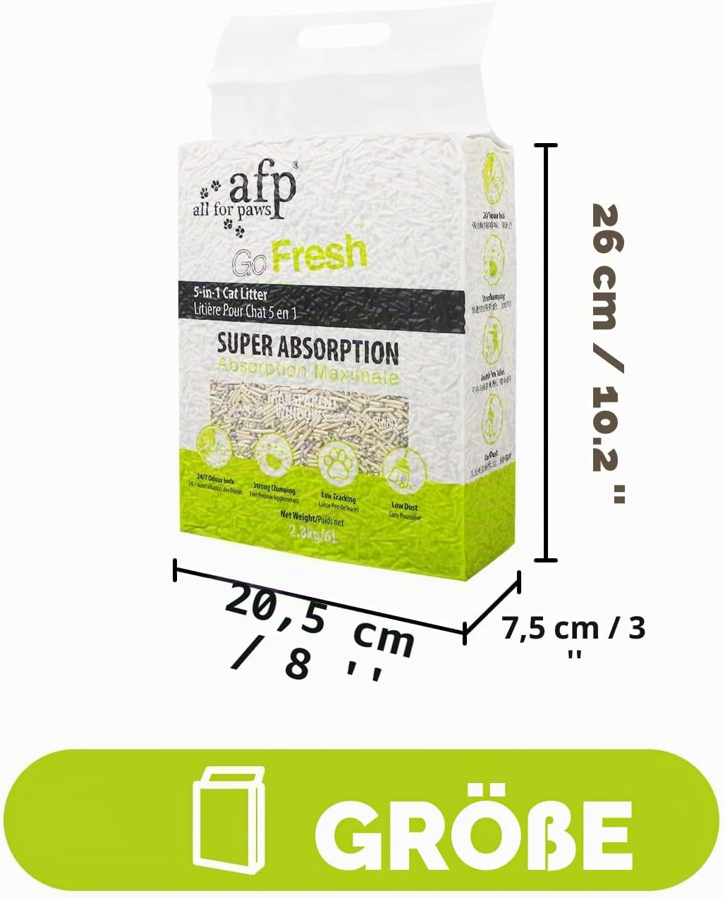 AFP Premium 5-in-1 klumpendes Katzenstreu, 2 Stück, Tofu- und Bentonit-Mischung, Geruchskontrolle, e