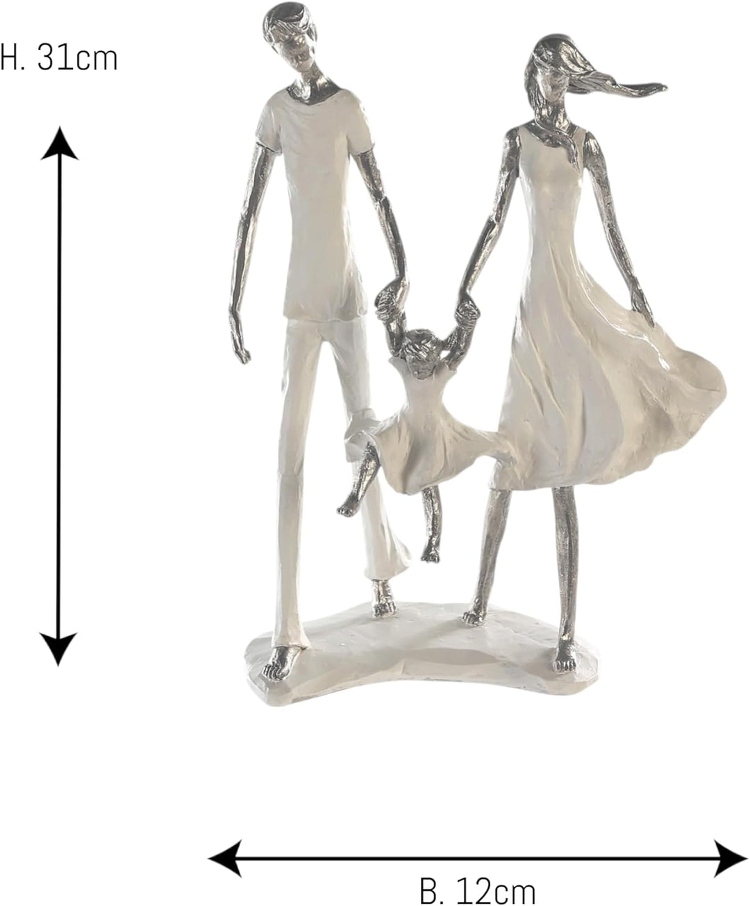 Casablanca modernes Design Skulptur Familie - Familienglück - weiss/Silber - Polyresin - Höhe 31 cm