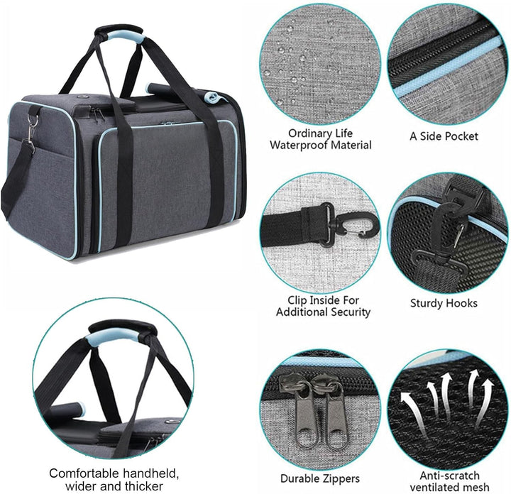 Katzen Transportboxen,Faltbare Hundetasche,Tragetasche Katze Transportbox für Flugzeug Auto Reise Ka