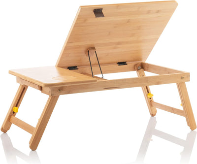 InnovaGoods Lapwood Klappbarer Beistelltisch aus Bambus, Holz, 53,5 x 21-27 x 34 cm. Medidas aprox.