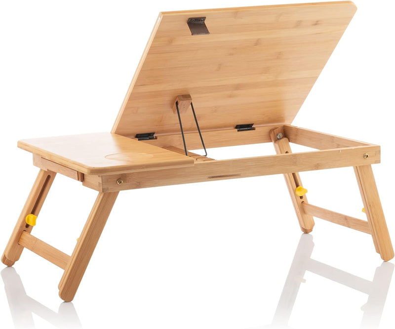 InnovaGoods Lapwood Klappbarer Beistelltisch aus Bambus, Holz, 53,5 x 21-27 x 34 cm. Medidas aprox.