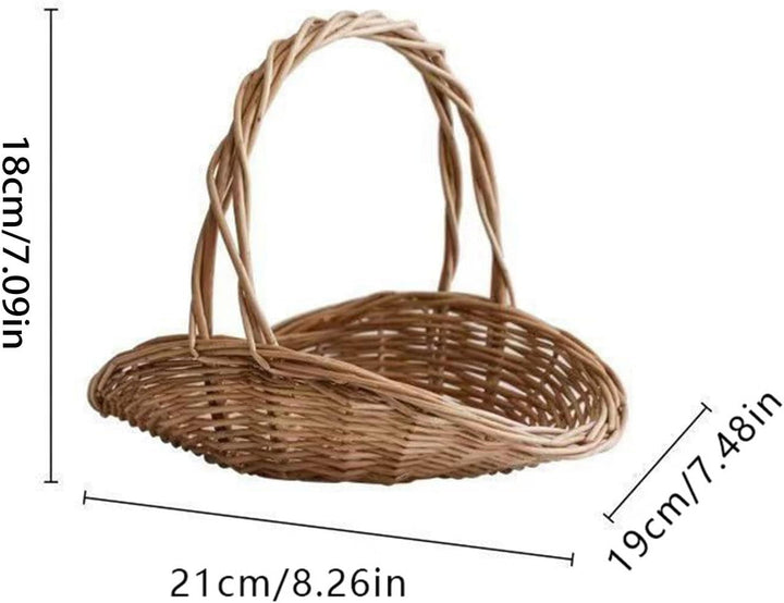 Rattan-Gartenkorb: handgewebter, rustikaler Picknickkorb mit Griff, leichter und tragbarer Aufbewahr