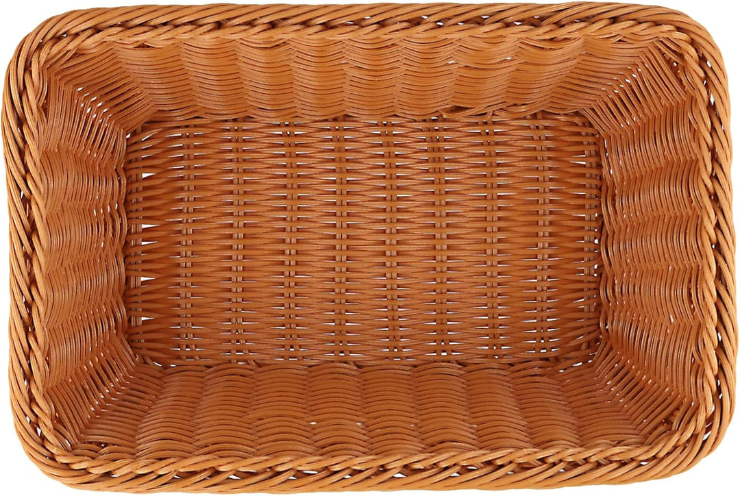 FUNSUEI 4 Stück 30 x 20 x 10 cm Brotkorb Kunststoff, Brotkörbchen Plastik Rechteckig, Rattan Korb Br