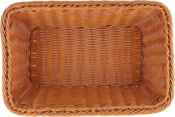 FUNSUEI 4 Stück 30 x 20 x 10 cm Brotkorb Kunststoff, Brotkörbchen Plastik Rechteckig, Rattan Korb Br