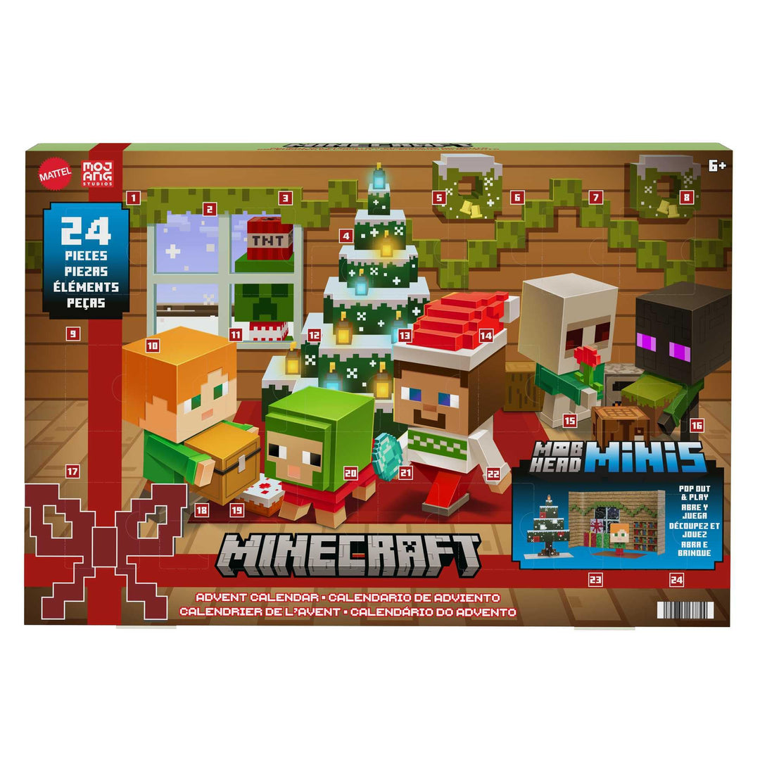MINECRAFT Mob Heads Adventskalender - 24 Überraschungen mit Steve, Mobs und Zubehör im verpixelten L