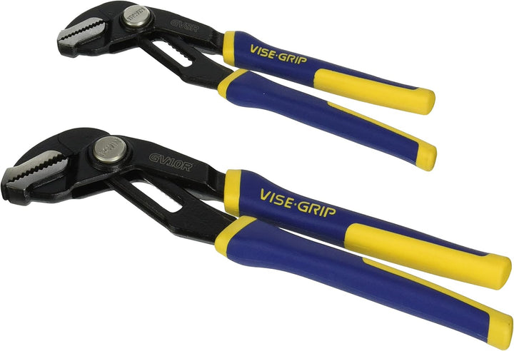IRWIN Vise-Grip GrooveLock Pliers Set, Straight Jaw, 2-Piece (1802532) Black, 2-Pack (8", 10")