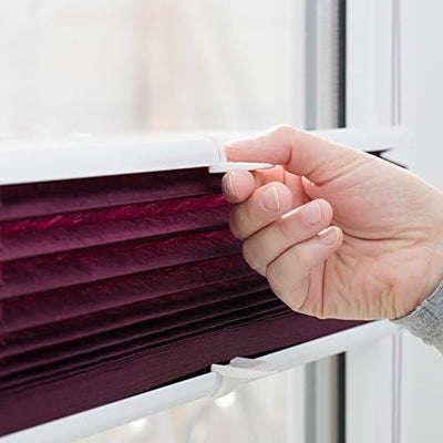 K-home 220120-4 Klemmfix-Plissee 70 x 130 cm (B x L) Bordeaux Lichtschutz +++ Moderne Crushed Optik