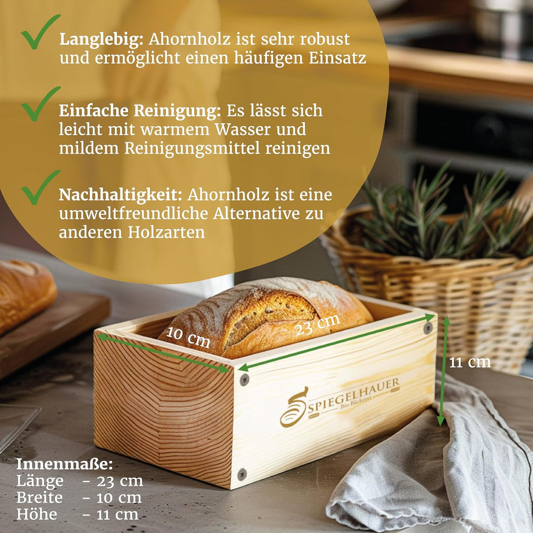 Bäckerei Spiegelhauer Brot Backrahmen Brotbackform Ahornholz Holzbackform für Brot ohne Backpapierei