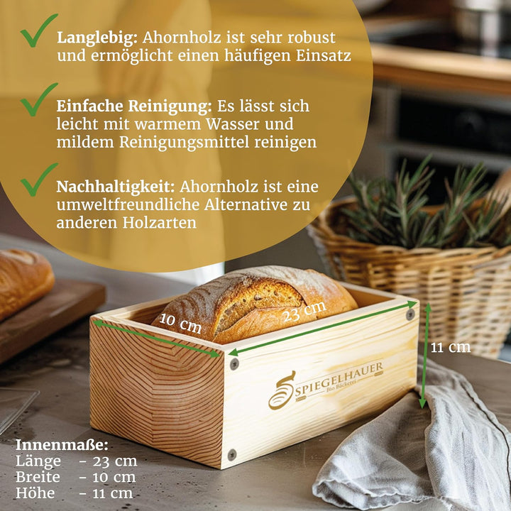 Bäckerei Spiegelhauer Brot Backrahmen Brotbackform Ahornholz Holzbackform für Brot ohne Backpapierei