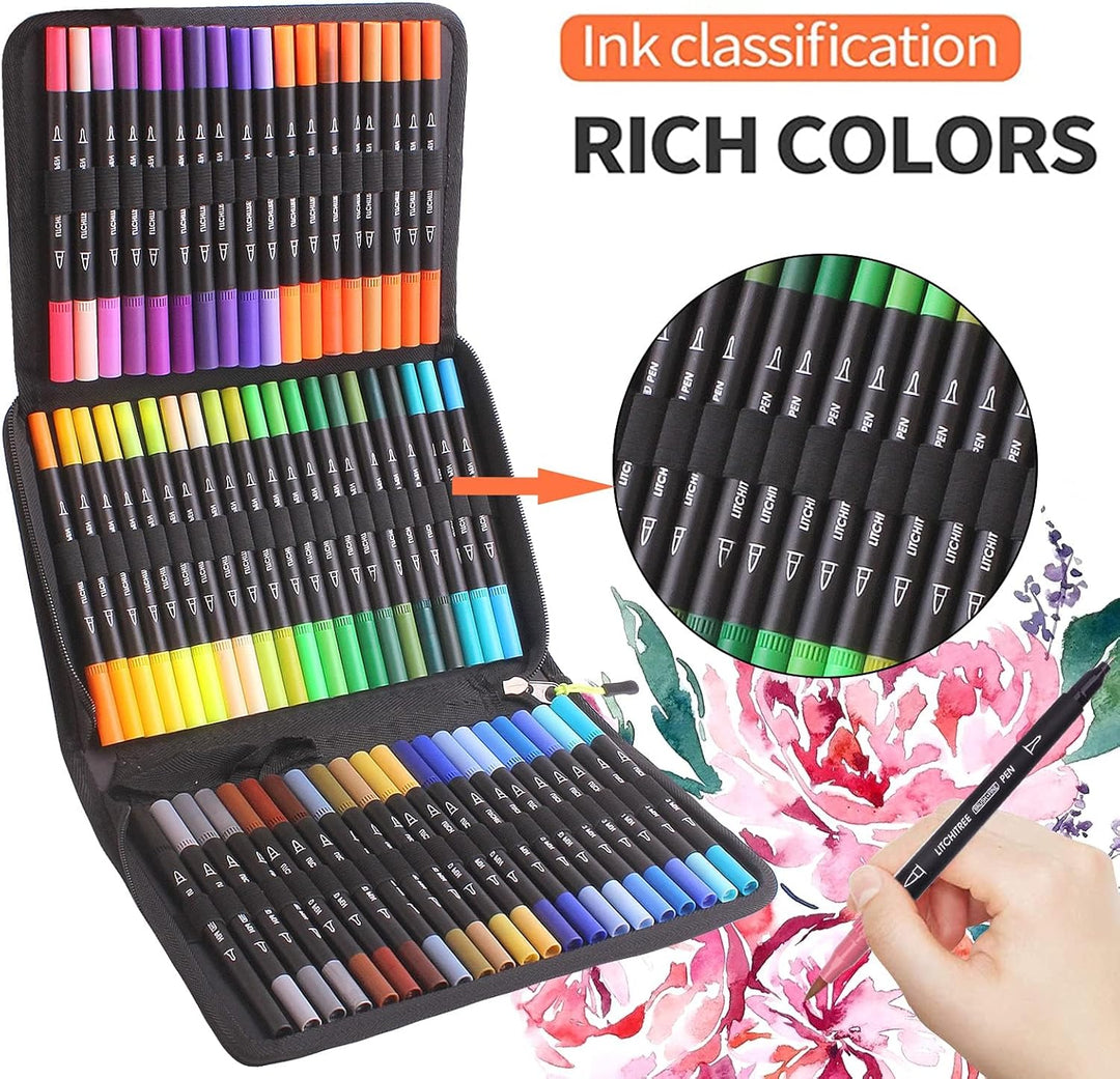 Laconile 72 Filzstifte Set für Malbücher für Erwachsene, Dual Brush Pens Färbemarker für Kinder Kall