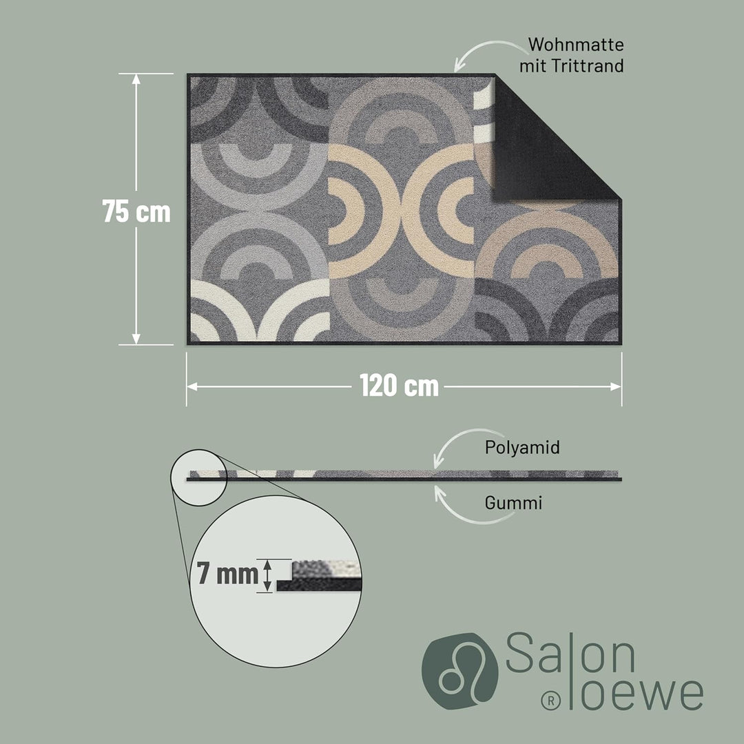Salonloewe Borrby City-chic Fussmatte waschbar 075 x 120 cm Fussabtreter Schmutzfangmatte Flur-Läufe