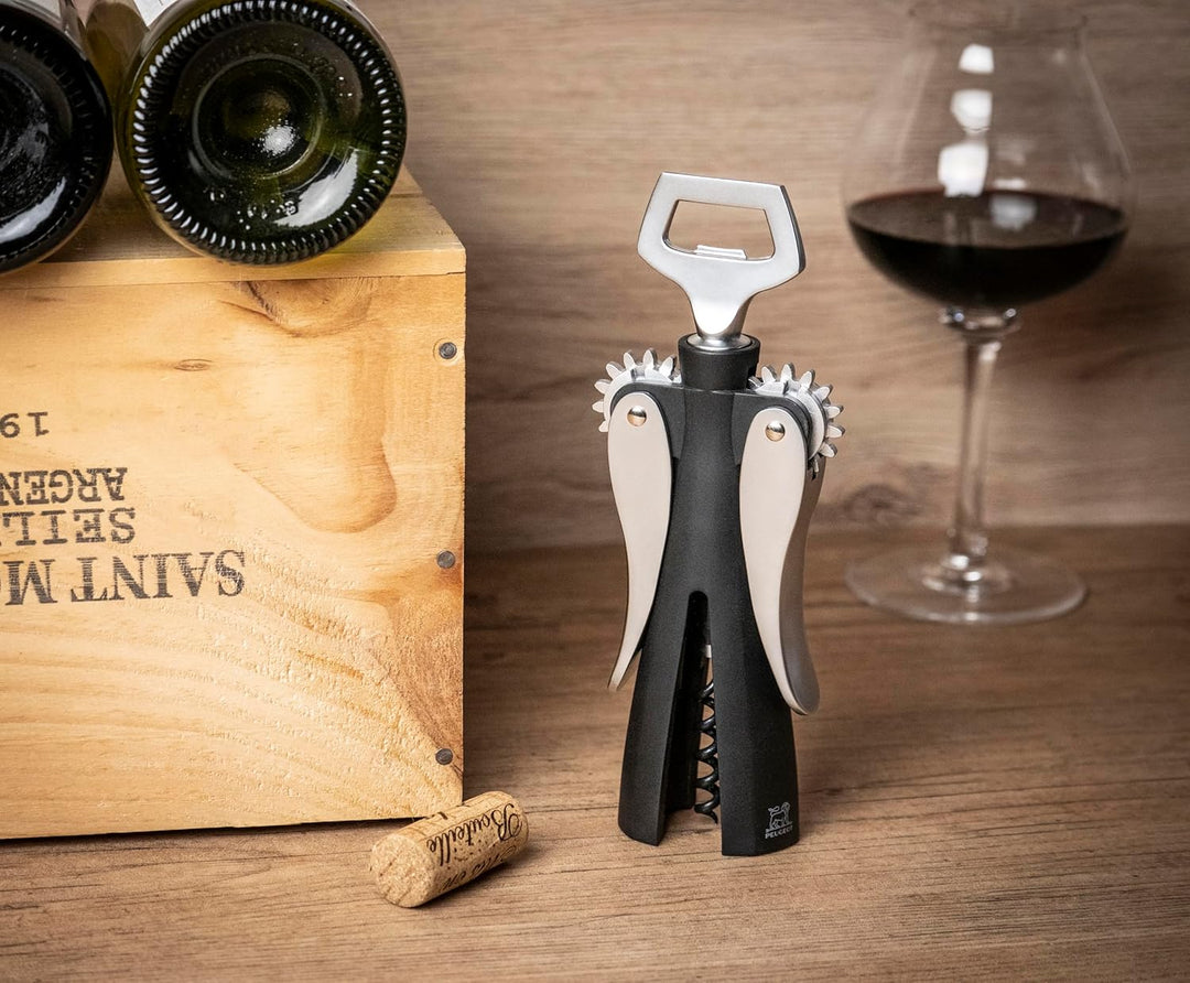 Peugeot Saveurs de Vins SOUVERAIN Korkenzieher 20 cm mit Kapselheber, Silikon, Zamac, 18 cm klassisc