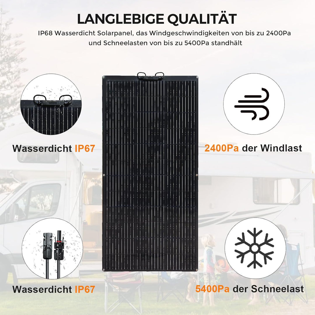120W 12V Solarpanel Flexibel, Monokristallines Flexible Solarmodule Solarpanel Schmal Lang, für Wohn