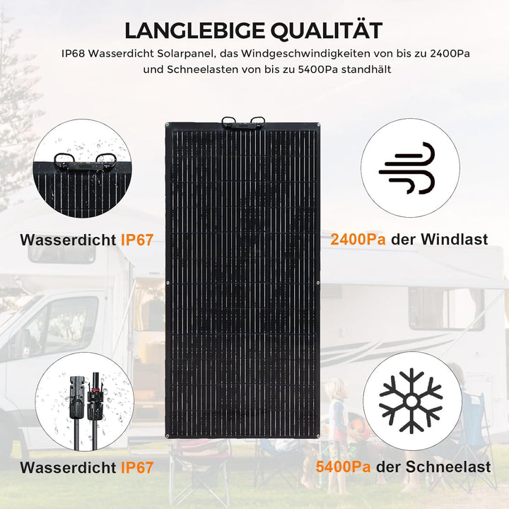 120W 12V Solarpanel Flexibel, Monokristallines Flexible Solarmodule Solarpanel Schmal Lang, für Wohn