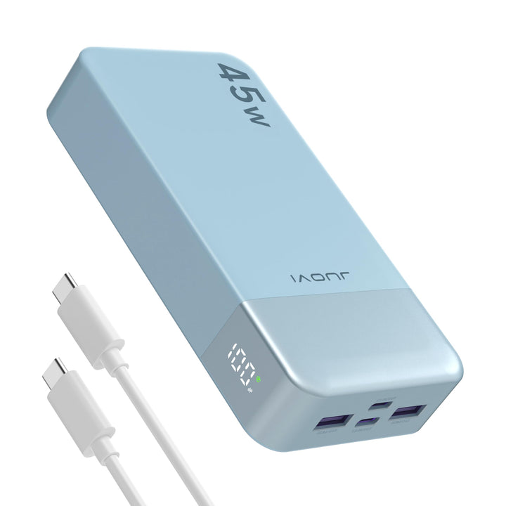 JUOVI Tragbare Powerbank 20000mAh Schnellladefunktion, 45W Akku Pack Power Bank Schnellladen 2 USB-C